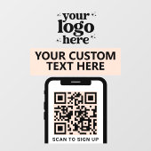 QR-code Bedrijfslogo Modern Minimalistisch Roze Ro Raamsticker (Vel)