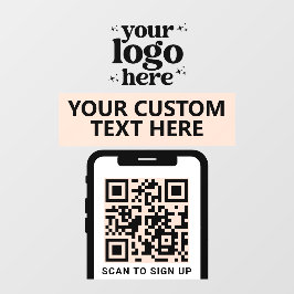 QR-code Bedrijfslogo Modern Minimalistisch Roze Ro Raamsticker