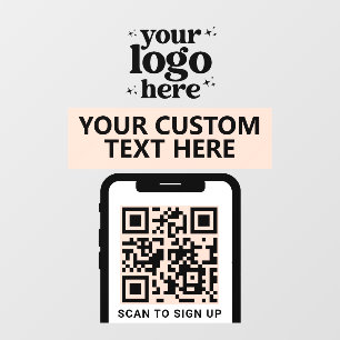 QR Code Bedrijfslogo Modern Minimalistisch Roze Ro Raamsticker