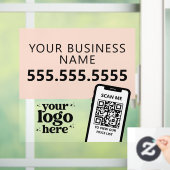 QR Code Bedrijfslogo Modern Minimalistisch Roze Wi Raamsticker (Huis)