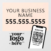 QR Code Bedrijfslogo Modern Minimalistisch Roze Wi Raamsticker (Vel)