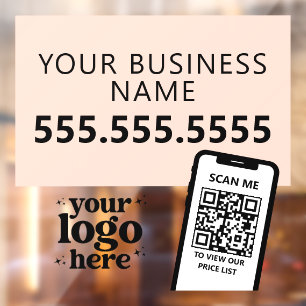 QR Code Bedrijfslogo Modern Minimalistisch Roze Wi Raamsticker