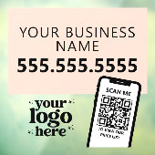 QR Code Bedrijfslogo Modern Minimalistisch Roze Wi Raamsticker (Vel 3)