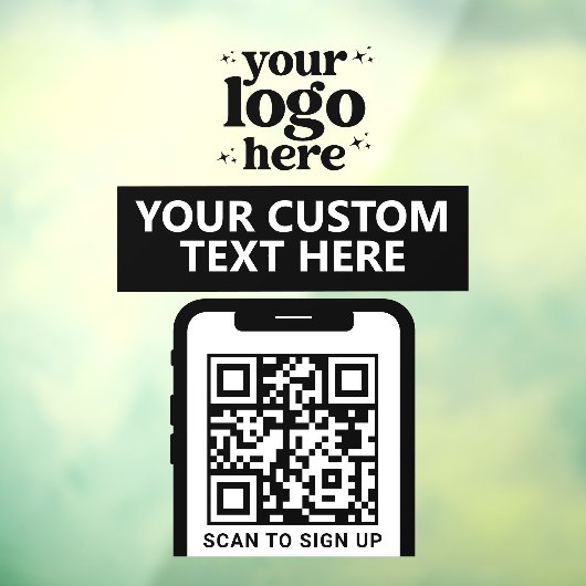 QR Code Bedrijfslogo Modern Minimalistisch Schoon  Raamsticker (Vel 3)