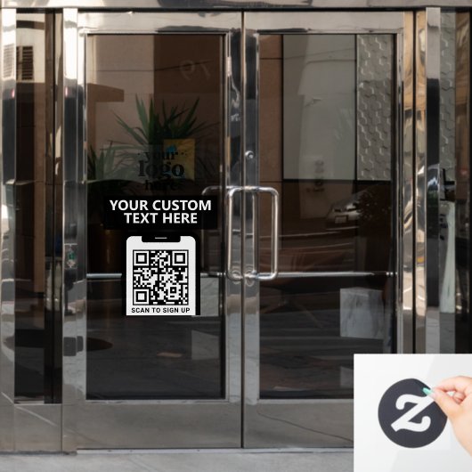 QR Code Bedrijfslogo Modern Minimalistisch Schoon  Raamsticker (Kantoordeur)