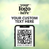QR Code Bedrijfslogo Modern Minimalistisch Wit Raamsticker (Vel 3)