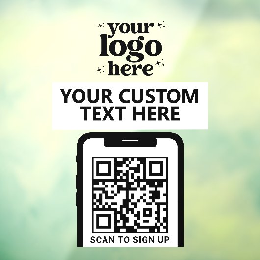 QR Code Bedrijfslogo Modern Minimalistisch Wit Raamsticker (Vel 3)