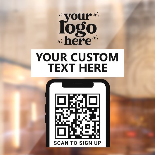 QR Code Bedrijfslogo Modern Minimalistisch Wit Raamsticker (Vel 2)