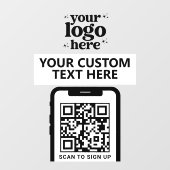 QR Code Bedrijfslogo Modern Minimalistisch Wit Raamsticker (Vel)
