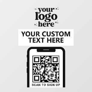 QR Code Bedrijfslogo Modern Minimalistisch Wit Raamsticker