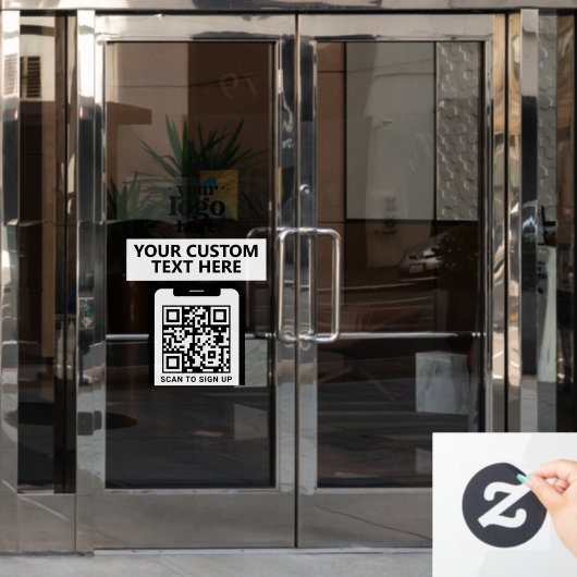 QR Code Bedrijfslogo Modern Minimalistisch Wit Raamsticker (Kantoordeur)