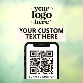 QR-code Bedrijfslogo Modern Minimalistisch Witacht Raamsticker (Vel 3)