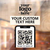 QR Code Bedrijfslogo Modern Minimalistisch Witacht Raamsticker (Vel 2)