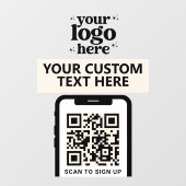 QR-code Bedrijfslogo Modern Minimalistisch Witacht Raamsticker (Vel)