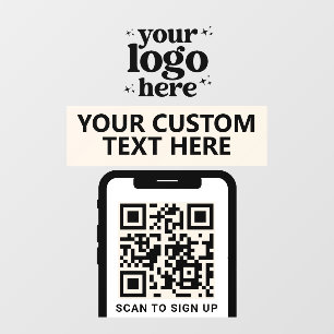 QR Code Bedrijfslogo Modern Minimalistisch Witacht Raamsticker