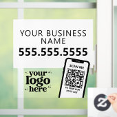 QR Code Bedrijfslogo Modern Minimalistisch Zwart W Raamsticker (Huis)