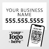 QR Code Bedrijfslogo Modern Minimalistisch Zwart W Raamsticker (Vel)
