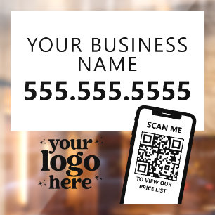 QR Code Bedrijfslogo Modern Minimalistisch Zwart W Raamsticker