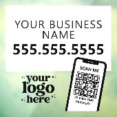 QR Code Bedrijfslogo Modern Minimalistisch Zwart W Raamsticker (Vel 3)