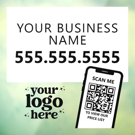 QR Code Bedrijfslogo Modern Minimalistisch Zwart W Raamsticker (Vel 3)