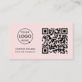 QR Code Bedrijfslogo Modern Roze Roze Visitekaartje (Voorkant)