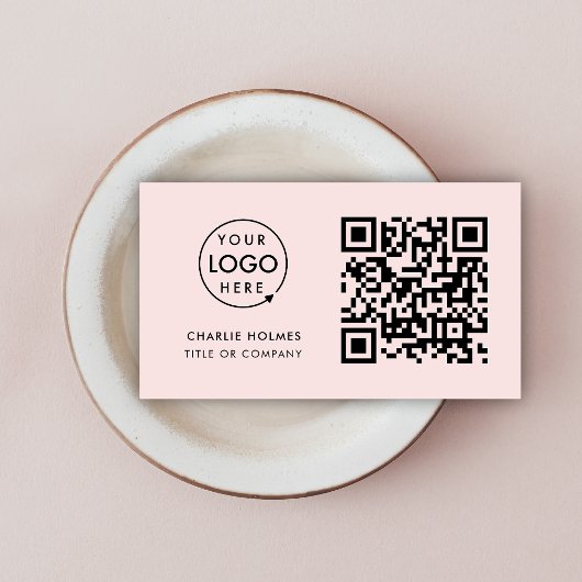 QR Code Bedrijfslogo Modern Roze Roze Visitekaartje