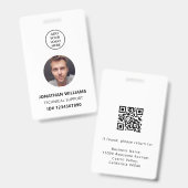 QR-code Bedrijfslogo Naam personeelslid Functie Fo Badge (Voor- en achterkant)