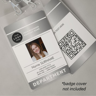 QR-code bedrijfslogo personeelsfoto zilveren ID Badge