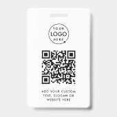 QR-code | Bedrijfslogo Professioneel Eenvoudig Wit Badge (Voorzijde)
