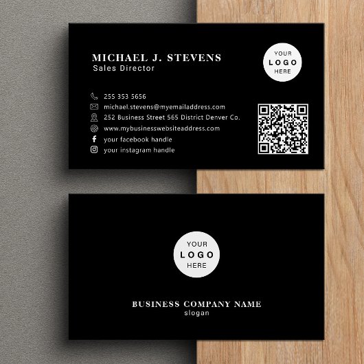 QR-code bedrijfslogo professioneel zwart Visitekaartje