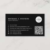 QR-code bedrijfslogo professioneel zwart Visitekaartje (Voorkant)
