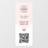 QR-code | Bedrijfslogo Roze Feminin Raamsticker (Vel)