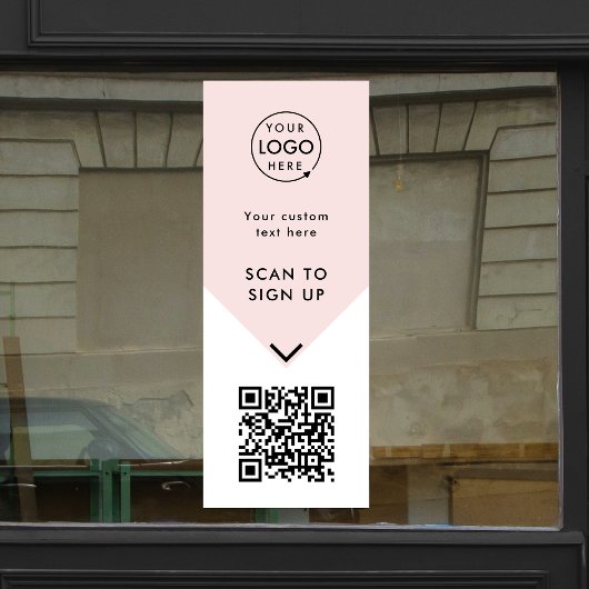 QR-code | Bedrijfslogo Roze Feminin Raamsticker