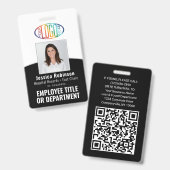 QR-code Bedrijfslogo Werknemersfoto Zwart Wit Badge (Voor- en achterkant)
