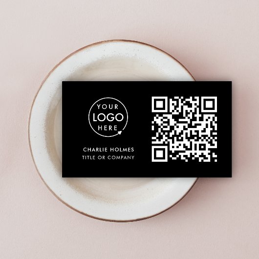 QR Code Bedrijfslogo Zwart Modern Professioneel Visitekaartje