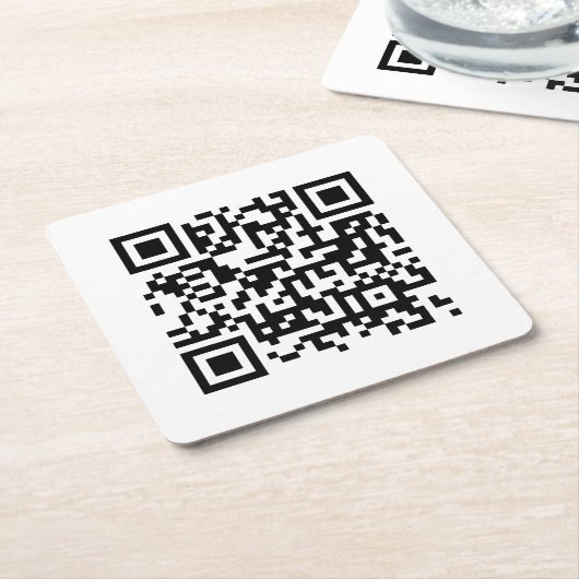 QR-code Bedrijfsminimalistisch wit Kartonnen Onderzetters (Schuin)