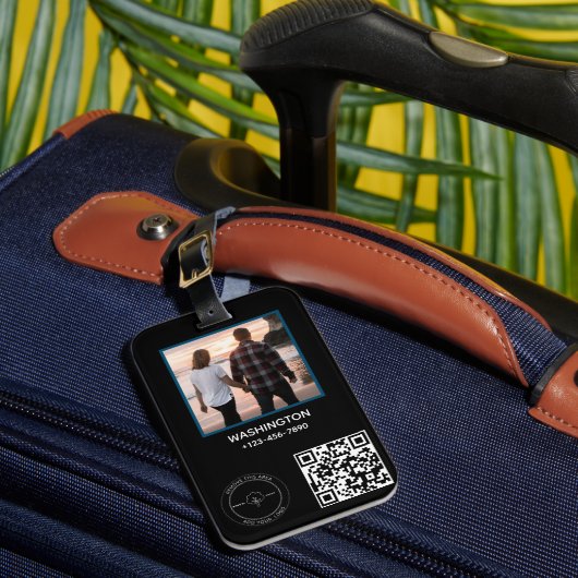 QR-code Bedrijfsnaam Logo afbeelding Titel Details Bagagelabel (Voorkant Insitu 1)