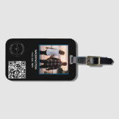 QR-code Bedrijfsnaam Logo afbeelding Titel Details Bagagelabel (Voorkant (horizontaal))