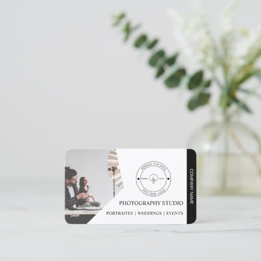 QR-code Bedrijfsnaam & Logo Fotograaf Visitekaartje (Staand voorkant)