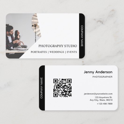 QR-code Bedrijfsnaam & Logo Fotograaf Visitekaartje (Voorkant / Achterkant)