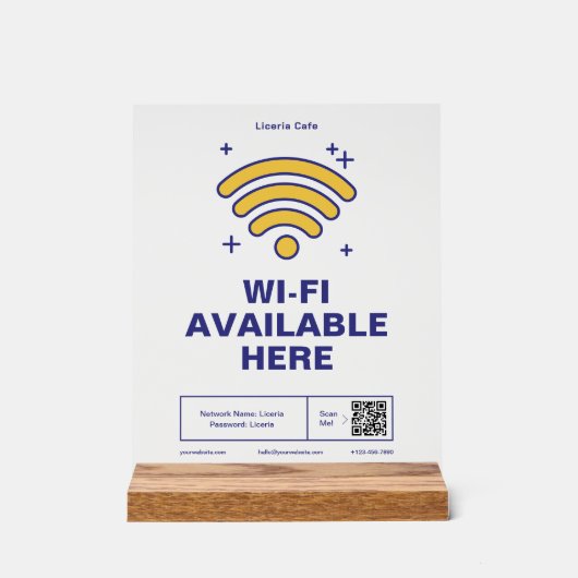 QR Code Bedrijfsnaam Minimale WiFi Details Acryl Bord (Voorkant)