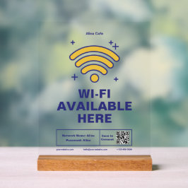QR Code Bedrijfsnaam Minimale WiFi Details Acryl Bord