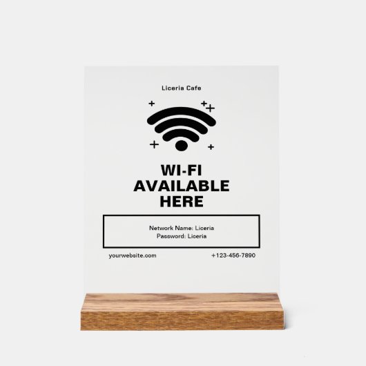 QR Code Bedrijfsnaam Minimale WiFi Details Acryl Bord (Voorkant)