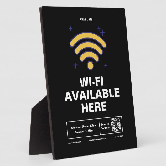 QR Code Bedrijfsnaam Minimale WiFi Details Fotoplaat (Zijkant)
