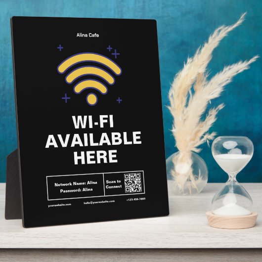 QR Code Bedrijfsnaam Minimale WiFi Details Fotoplaat (Zijkant)