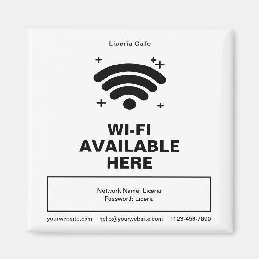 QR Code Bedrijfsnaam Minimale WiFi Details Magneet (Voorkant)