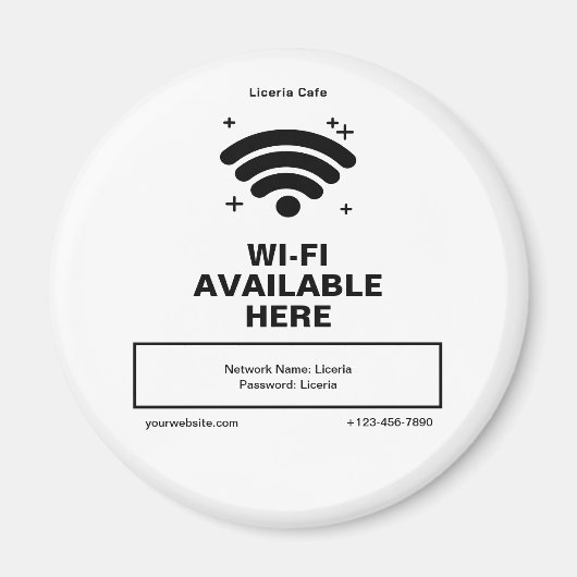 QR Code Bedrijfsnaam Minimale WiFi Details Magneet (Voorkant)