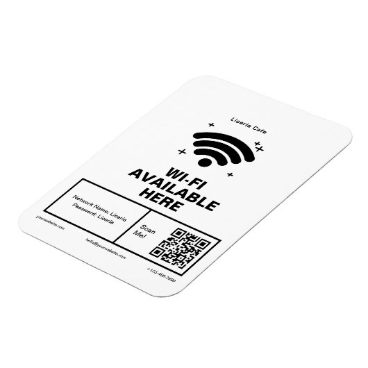 QR Code Bedrijfsnaam Minimale WiFi Details Magneet (Linkerzijde)