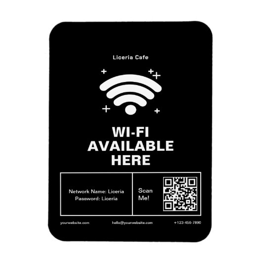 QR Code Bedrijfsnaam Minimale WiFi Details Magneet (Verticaal)