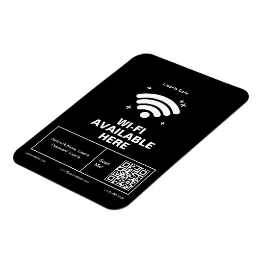 QR Code Bedrijfsnaam Minimale WiFi Details Magneet (Linkerzijde)